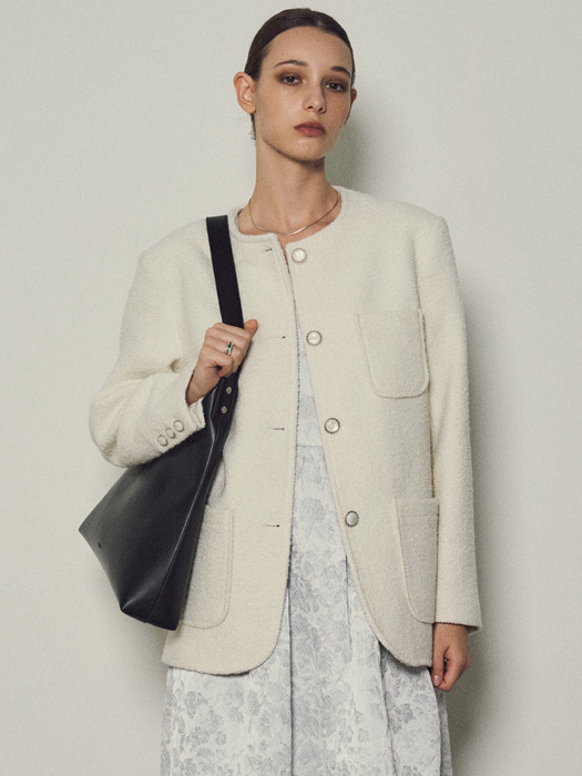 Wool Blend Overfit Western Tweed Jacket_CTO124(2Color)