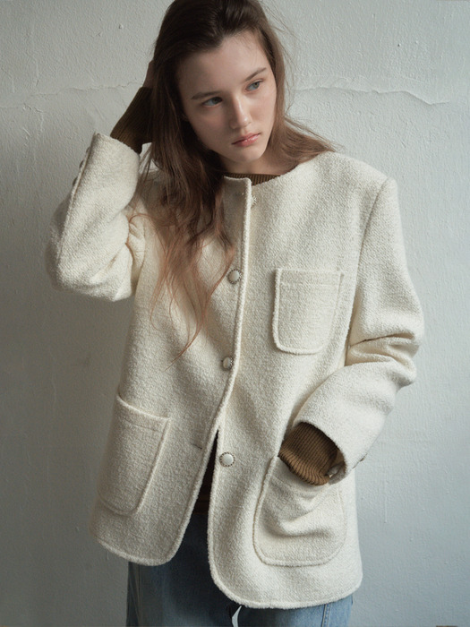 Wool Blend Overfit Western Tweed Jacket_CTO124(2Color)