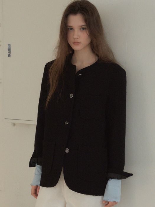 Wool Blend Overfit Western Tweed Jacket_CTO124(2Color)