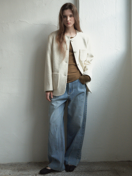 Wool Blend Overfit Western Tweed Jacket_CTO124(2Color)