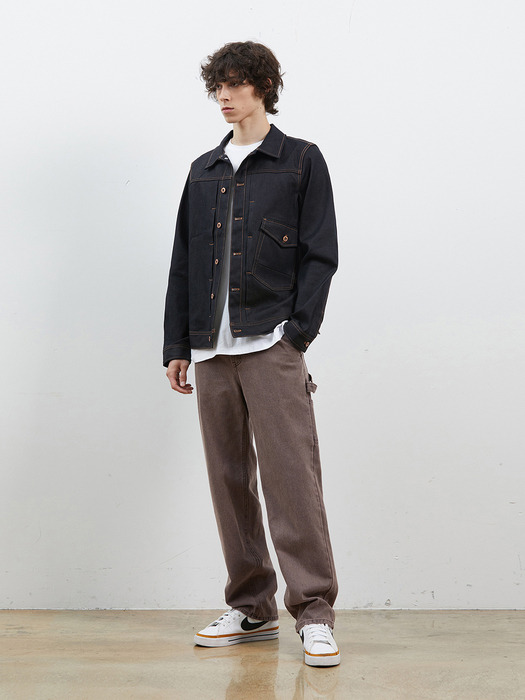 DENIM RAW SELVEDGE ONE POCKET JACKET  INDIGO