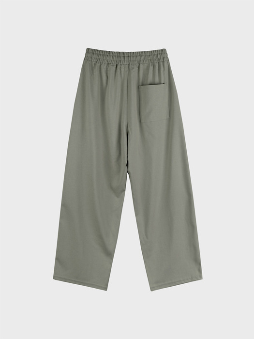 WIDE TUCK TR BANDING PANTS_KHAKI