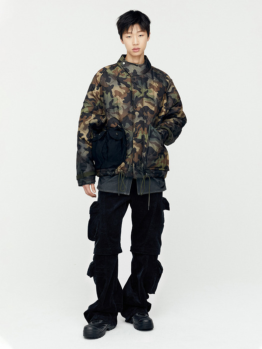 NEW MULTI-POCKET CAMOUFLAGE QUILTED JUMPER awa693m(SAND)