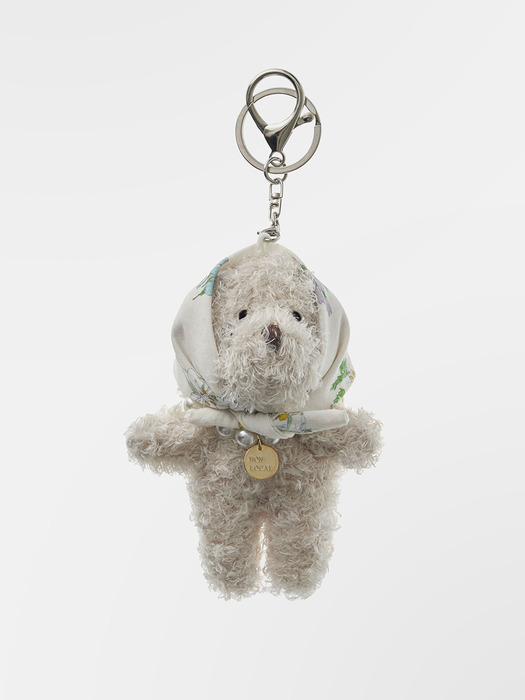 [논로컬 X 이하여백] Hair Kerchief Bear keyring - Light Beige