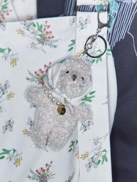 [논로컬 X 이하여백] Hair Kerchief Bear keyring - Light Beige