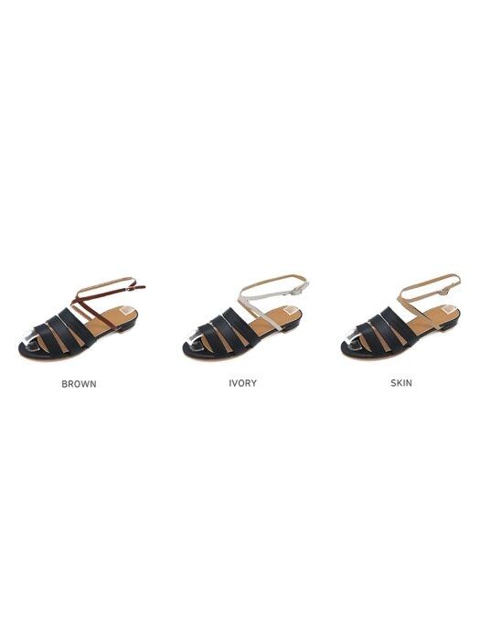 T013 lines sandals black (1.5cm)