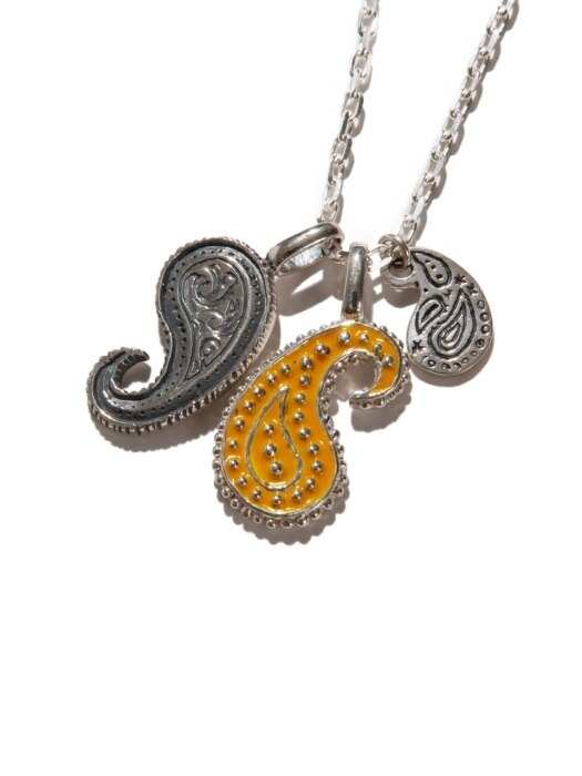 Paisley pendant x 3 necklace (silver,yellow)