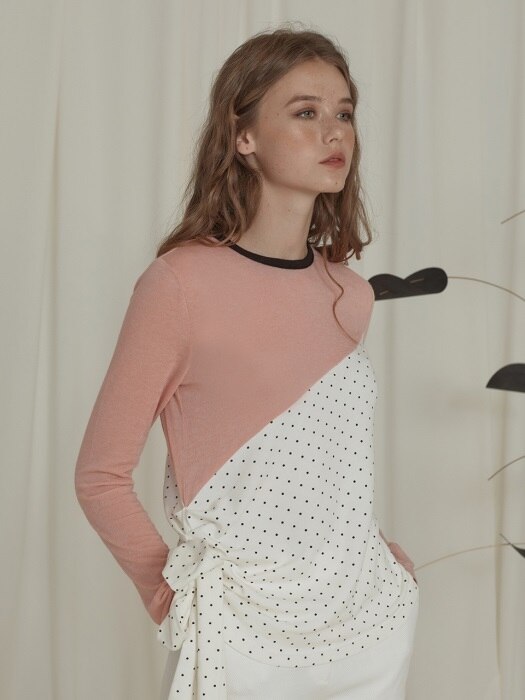Pink & Dotted Pattern Wool Knit