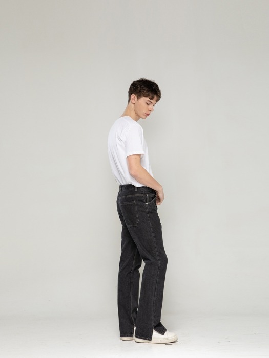 Two Side Slit Denim Jeans [ Black Jeans ]