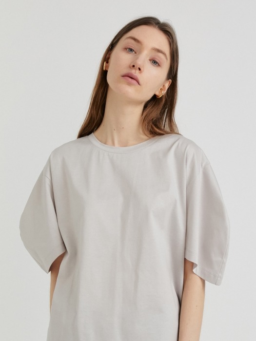 CURVED SLEEVE TOP [L/GRAY]