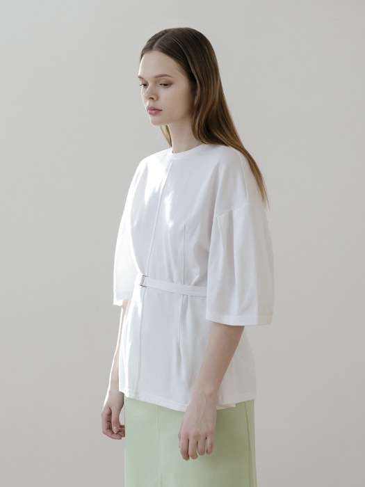 Pleated sleeve blouse t-shirts [wh]