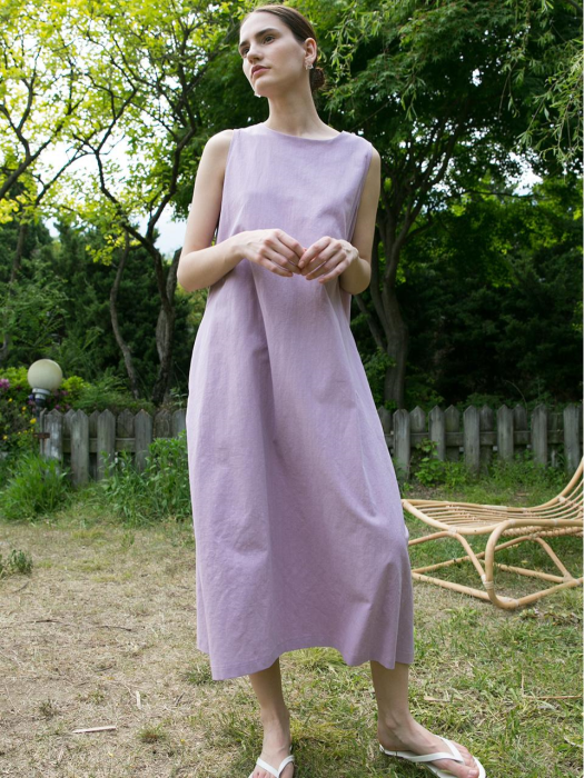 Linen Ballon Dress - Lavender