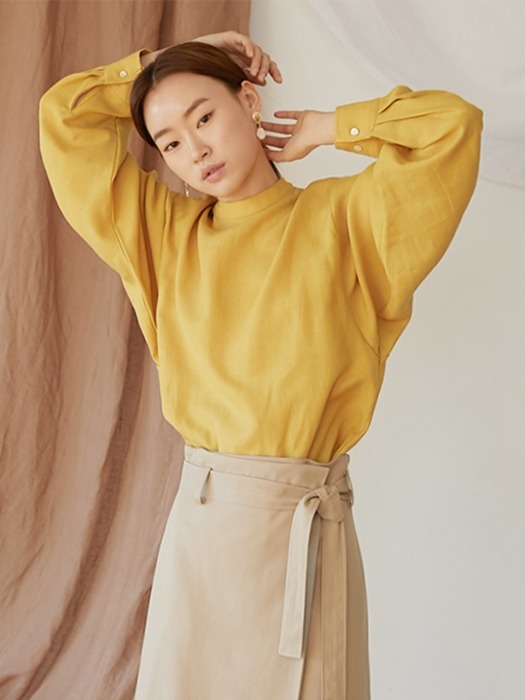 Linen oversize blouse_Mustard