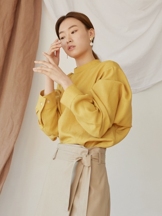 Linen oversize blouse_Mustard