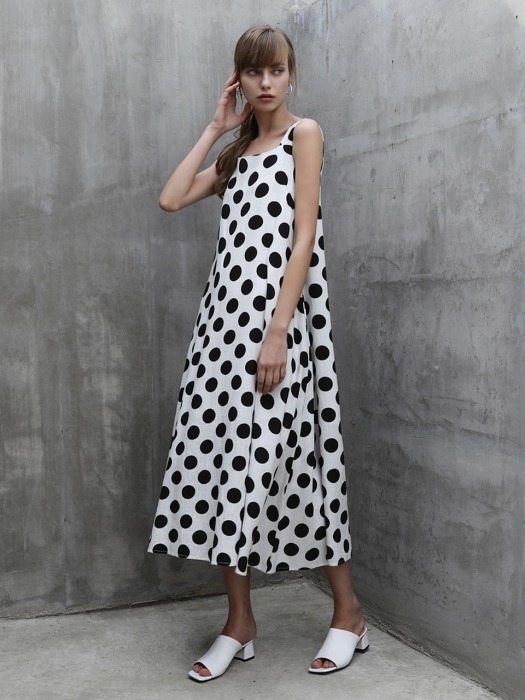 Linen dot dress_Ivory