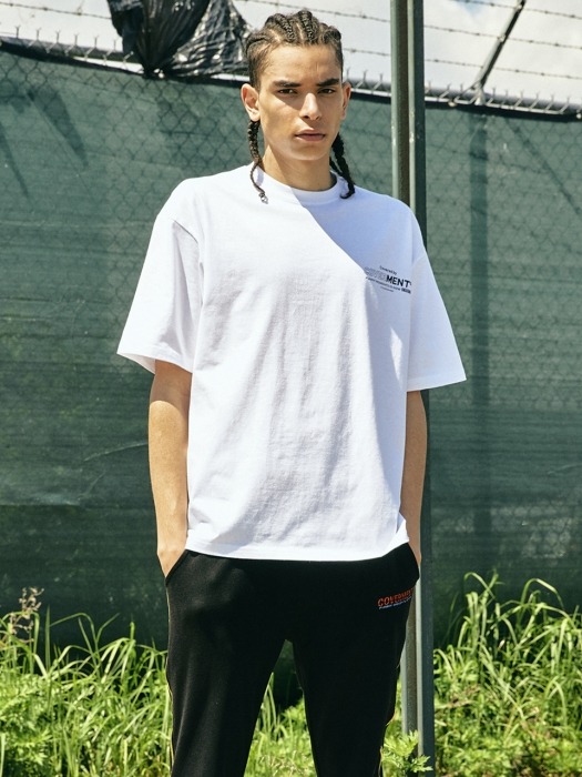 Vertical Big Logo Print Over-Fit TEE WHITE