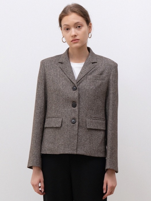 herringbone wool jacket (brown)