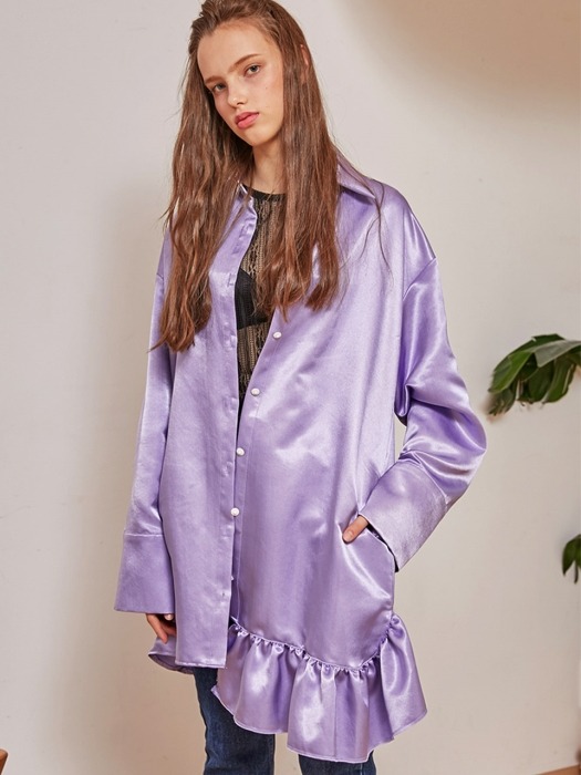 Satin Ruffle Point Dress_Purple