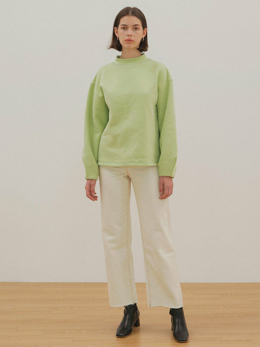 Mock Neck Sweat Shirt - Lime