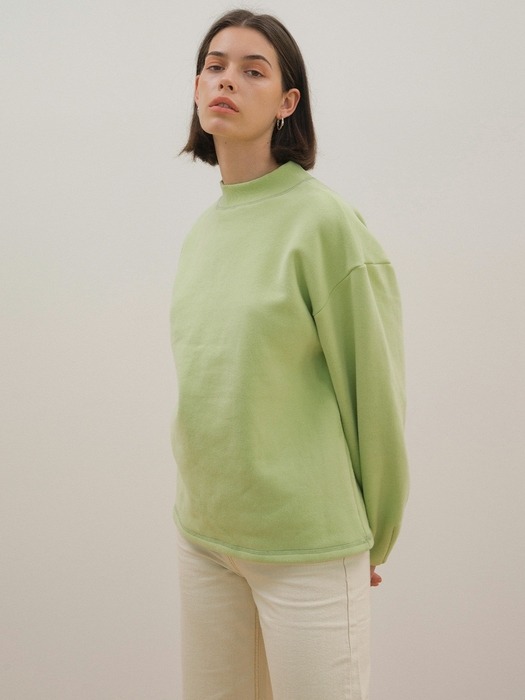 Mock Neck Sweat Shirt - Lime