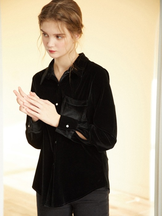 Simple Velvet Blouse_Black