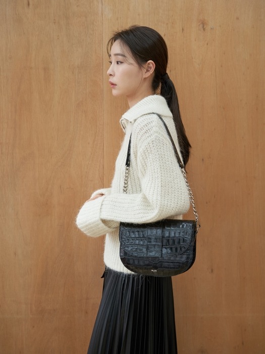 [단독]Saddle bag (Croc Black)