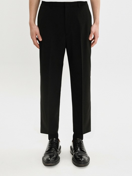 CROP WIDE SLACKS JS [BLACK]