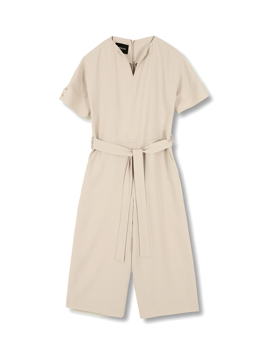 Wide Silhouette Jump-suit [Ivory]
