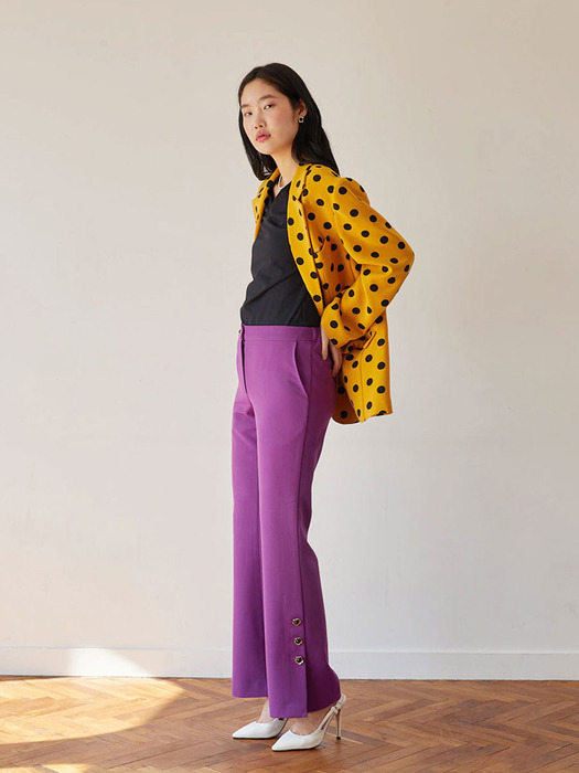 flower button slit pants (2 color)