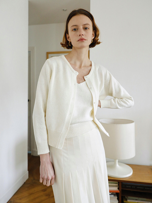 Cote Knit Cardigan Set in Ivory