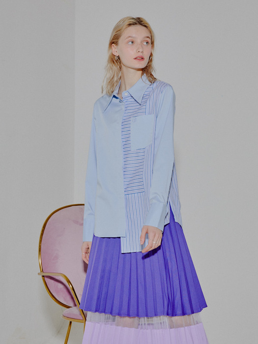 stripe pattern shirt Blue