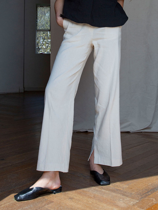 SI PT 7004 Boot-cut Slit Slacks_Cream