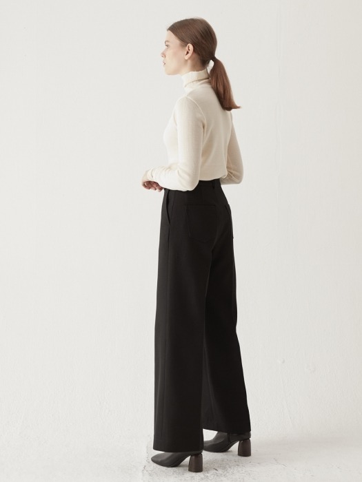 Belted wide trousers - Black