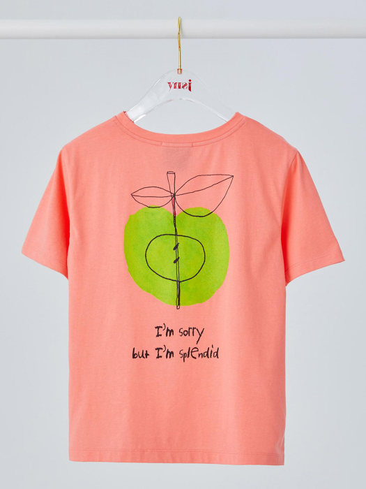 Back Apple print T-shirt [Pink] JSTS0B902C2