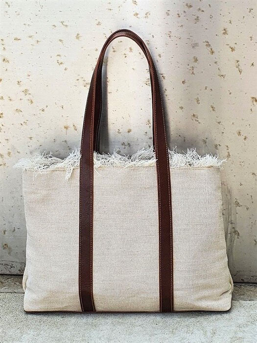 Leather Canvas Shopper Bag