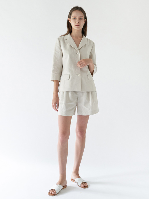 Linnen suit jacket - Natural beige