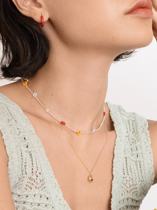 [단독]Apricot beads necklace [Gold-filled]