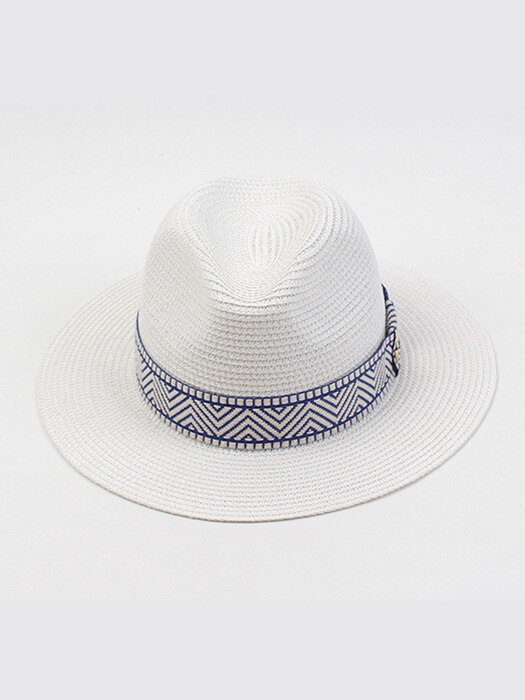 Blue Mono Line Summer White Fedora 여름페도라