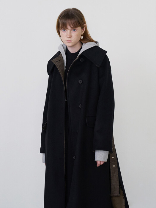 20 Winter_Black A-Line Belted Wool Coat