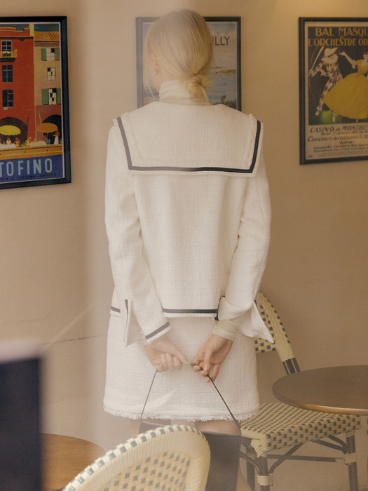 [Premium] Tweed Sailor Jacket + Mini Skirt SET