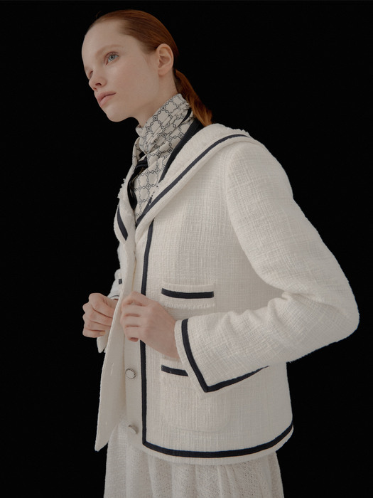 [Premium] Tweed Sailor Jacket + Mini Skirt SET