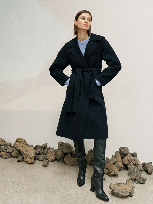 HANDMADE MARINE WOOL COAT - NAVY