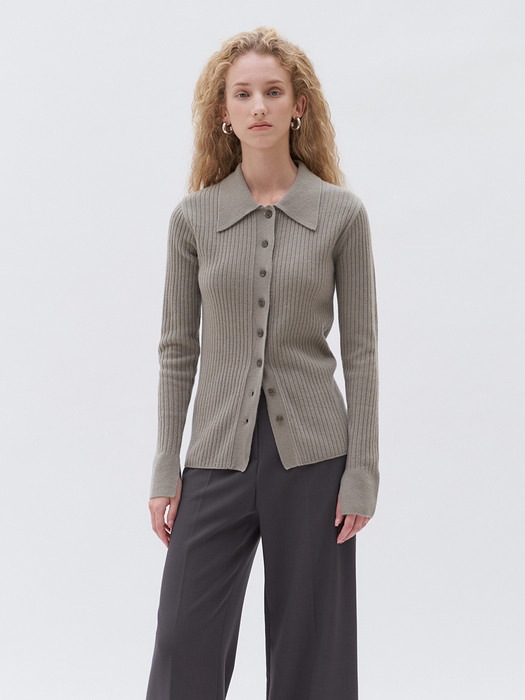 TTF COLLAR BUTTON CASHMERE CARDIGAN 2COLOR