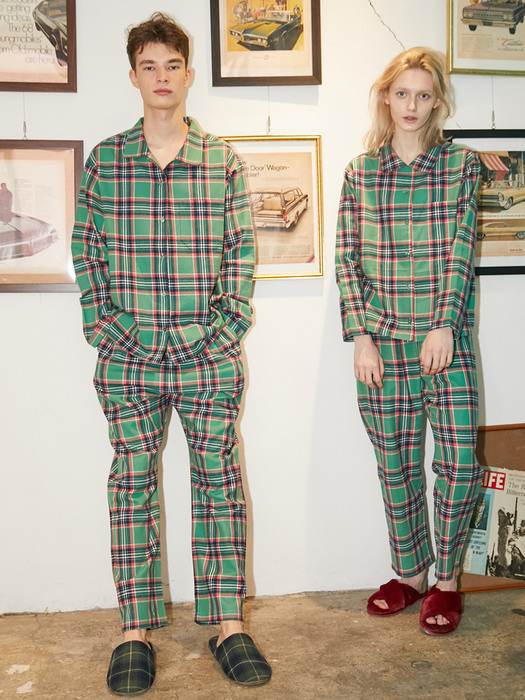 (COUPLE SET) CHECK PAJAMA COUPLE SET_Green