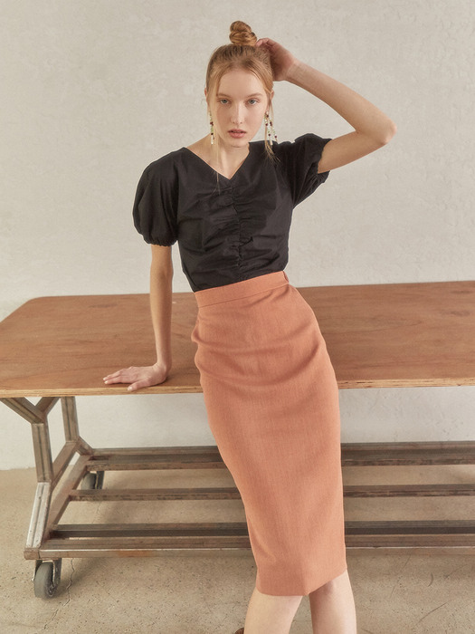 Fitted Span Skirt_Apricot