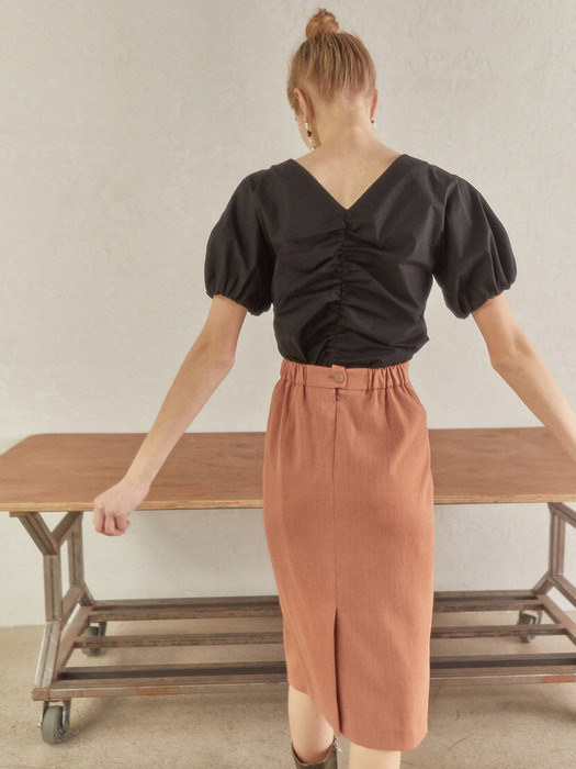 Fitted Span Skirt_Apricot