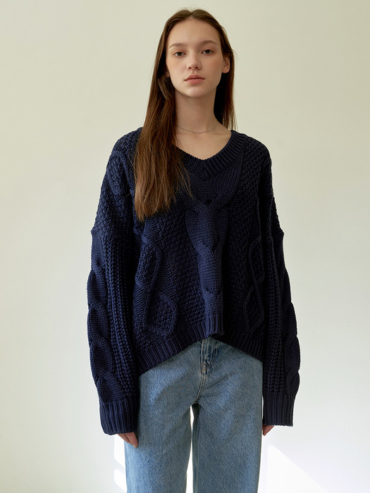 Flow Twist Knit_Navy