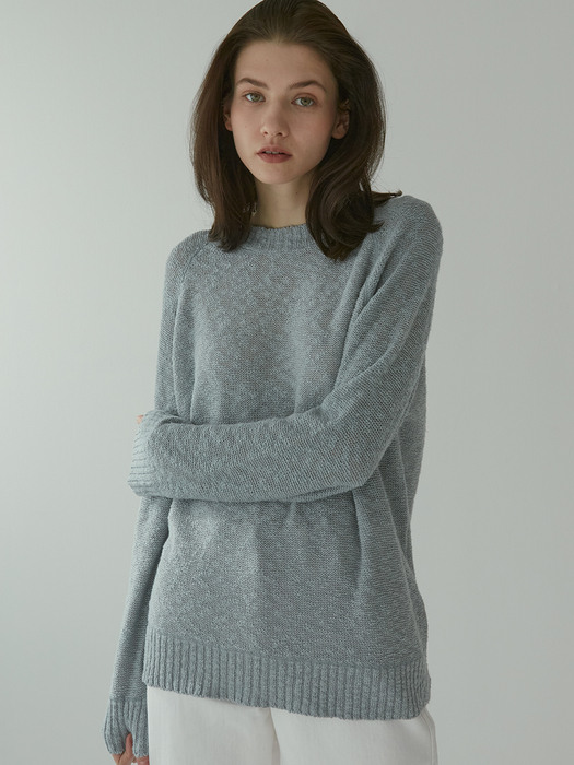 Linen Slub Sweater (Blue)