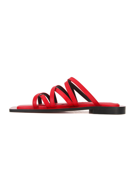 Wide square sole strappy sandals | Red