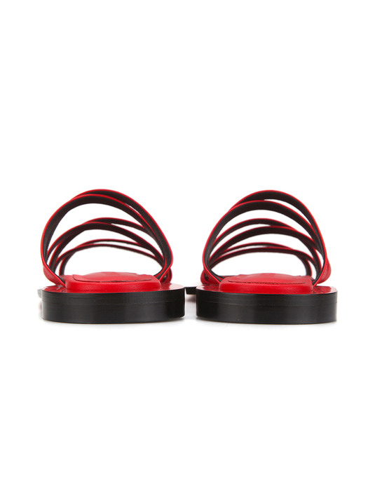 Wide square sole strappy sandals | Red